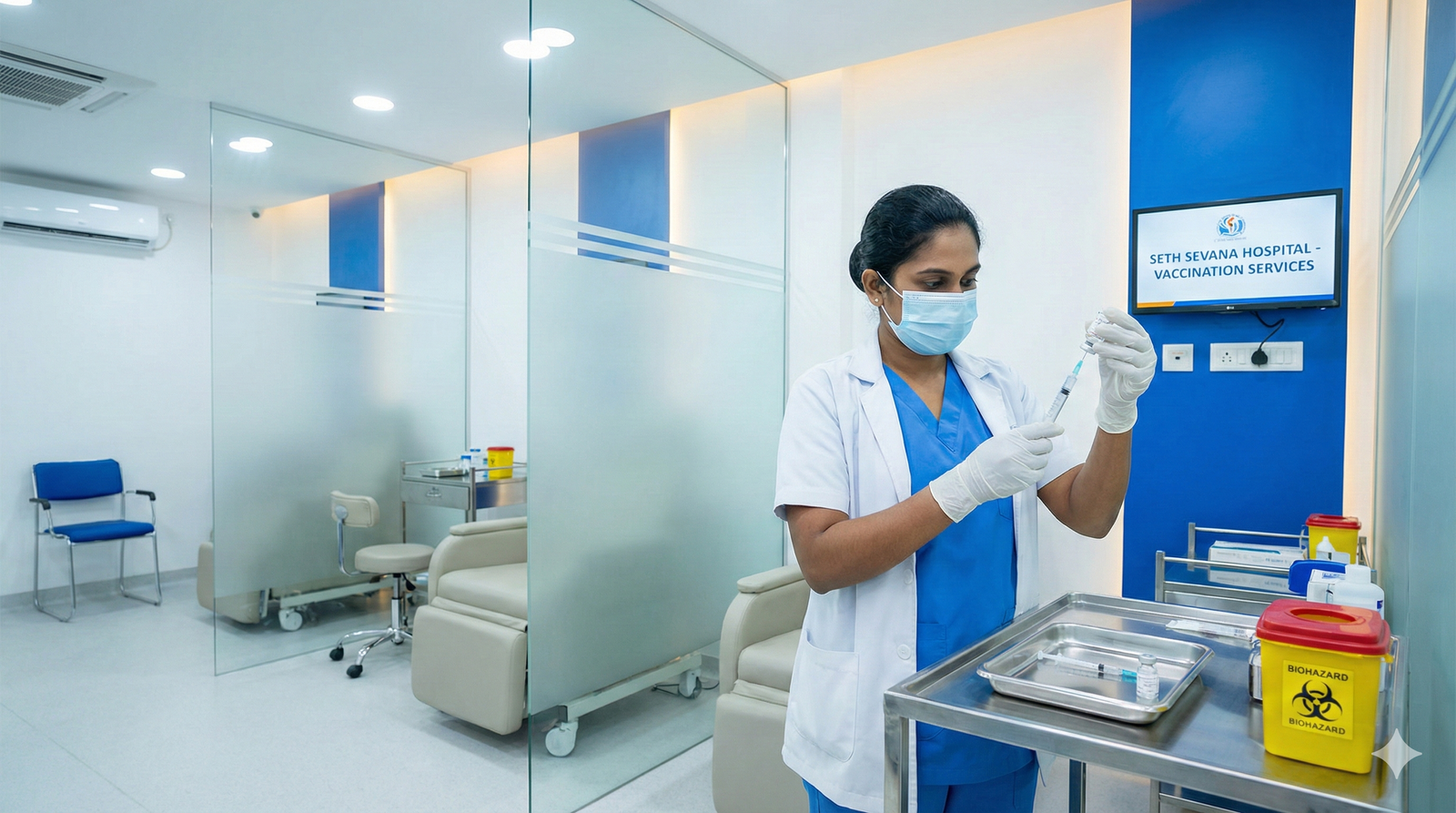 Happy family vaccination background